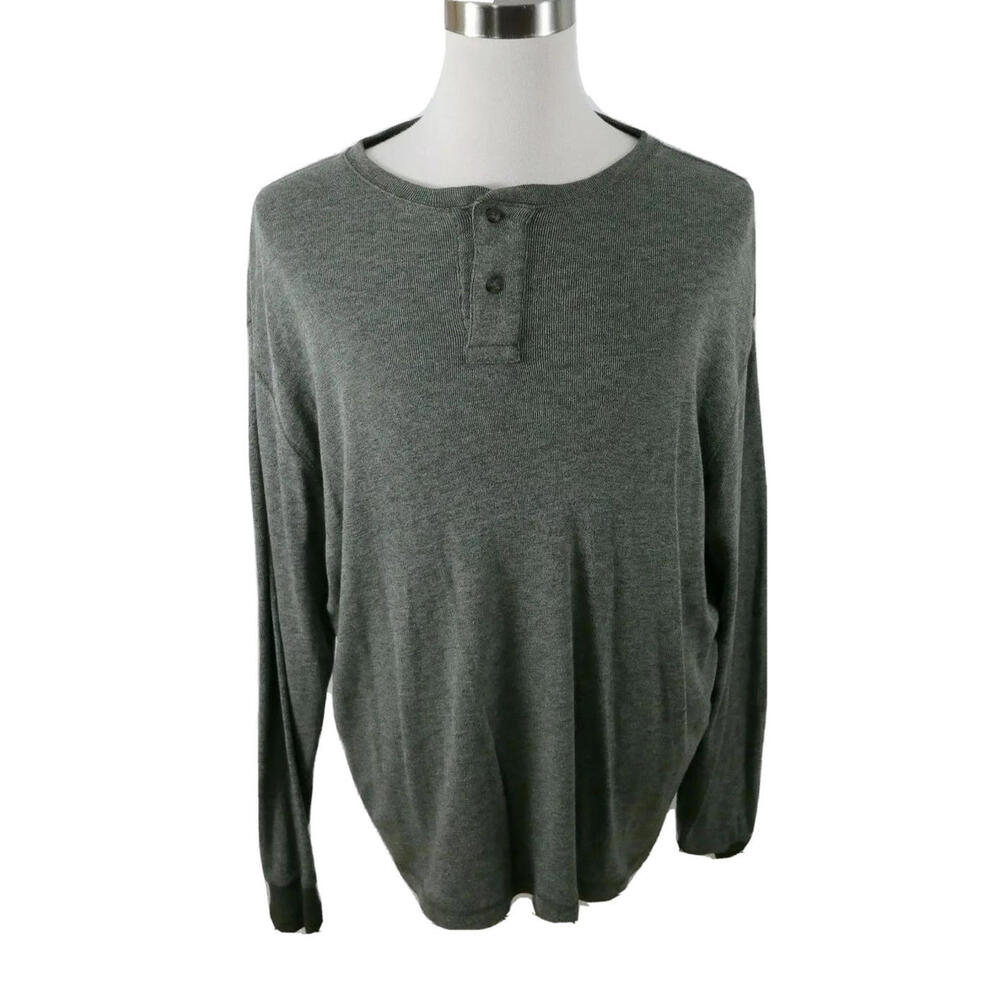 Daniel Cremieux Classics Mens Knit Cotton Dark Army Green Henley Sweater XL